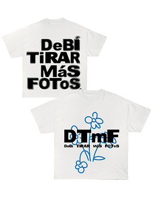 Polera DTmF Flor Azul Blanca BoxyFit