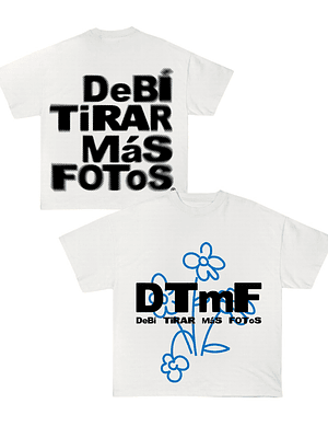 Polera DTmF Flor Azul Blanca BoxyFit