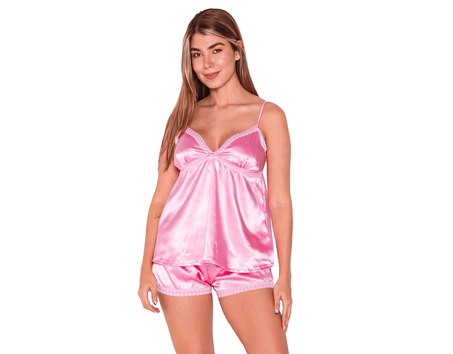 Pijama Dama Satín Sensual Short Sexy Mujer