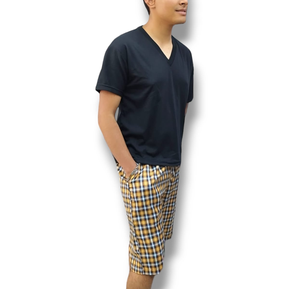 Pijama Hombre Bermuda Multiusos Negro-Mostaza Short