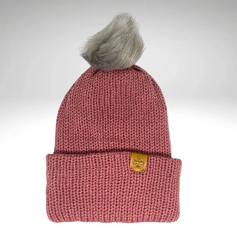Gorro de Lana Palo de Rosa con Pom Pom 