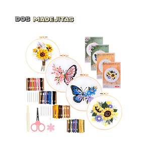 Kit de 4 Bordados con bastidor Incluido