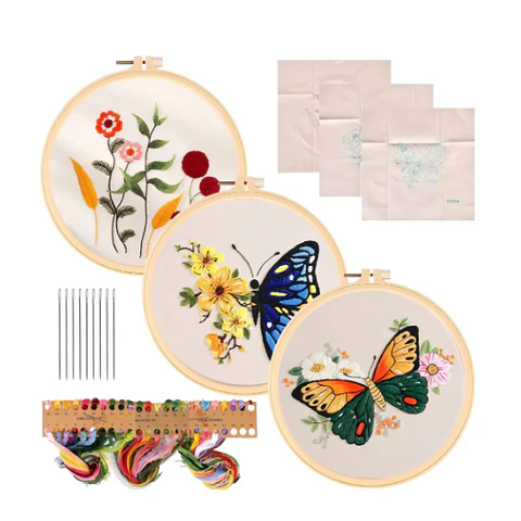Set De Bordado (Bastidor + Hilos + Agujas)