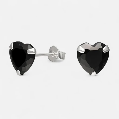 Aro Corazón Circón Ónix 8 mm