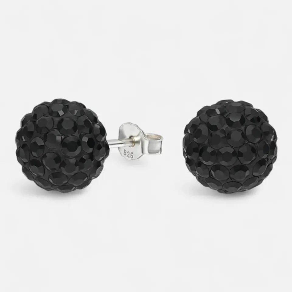 Aro Esfera Hecho con Cristal Swarovski® Negro 10 mm 1