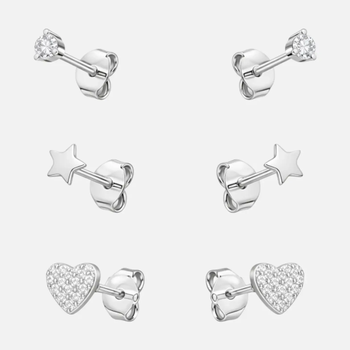 Set Aros Minimalista Corazón Estrella Circones 1