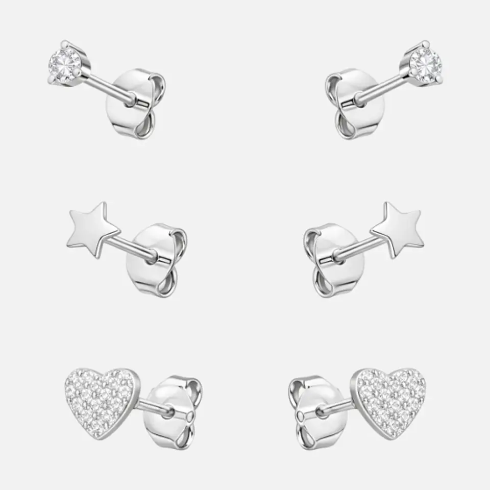 Set Aros Minimalista Corazón Estrella Circones 1
