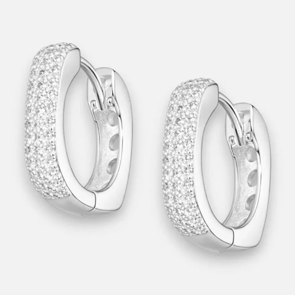 Argolla Huggie Circones Pavé 13 mm 1