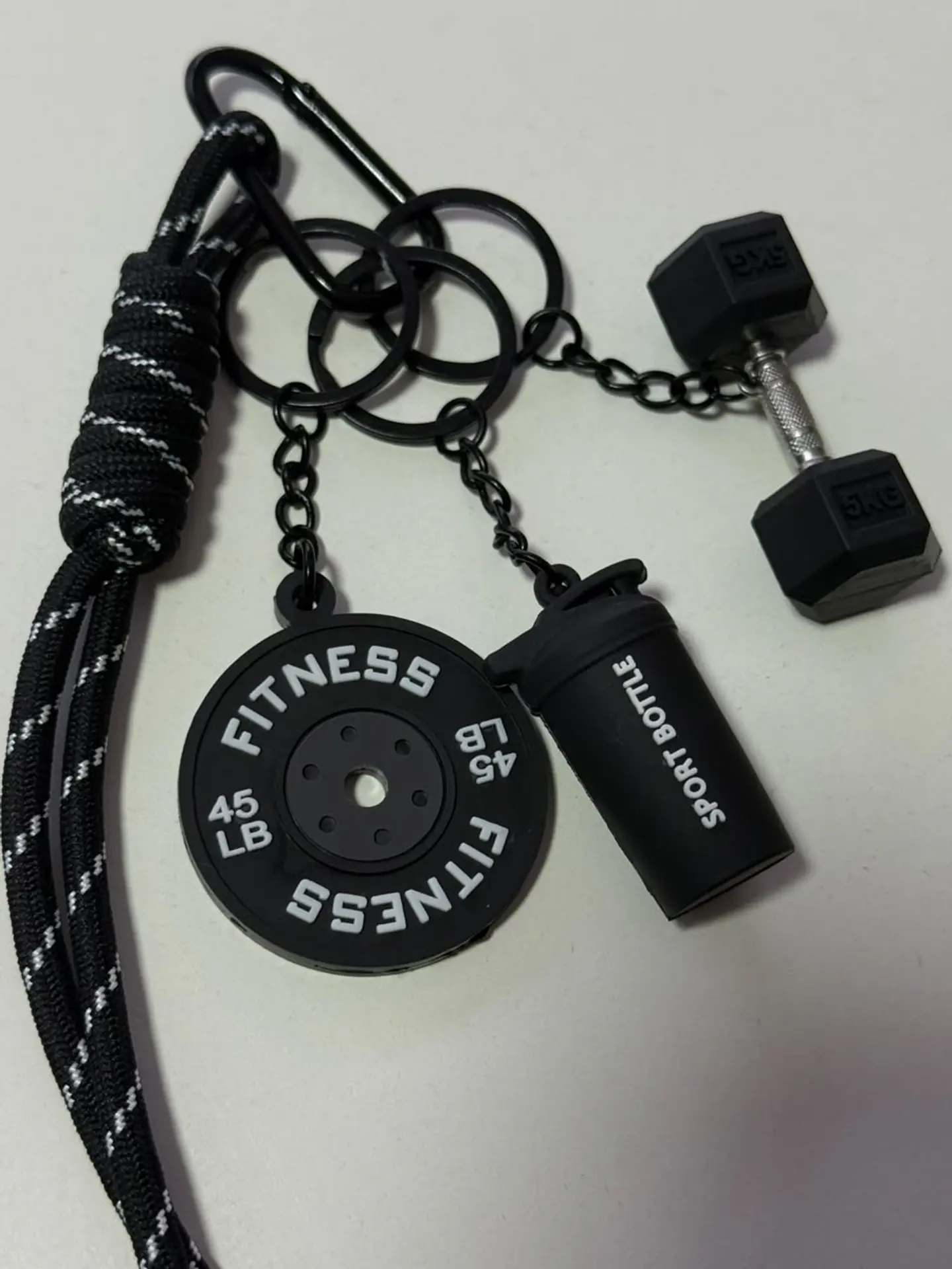 Llavero Fitness 3D – Mancuerna, Disco & Botella Deportiva 6
