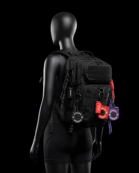 Llavero Fitness 3D – Mancuerna, Disco & Botella Deportiva