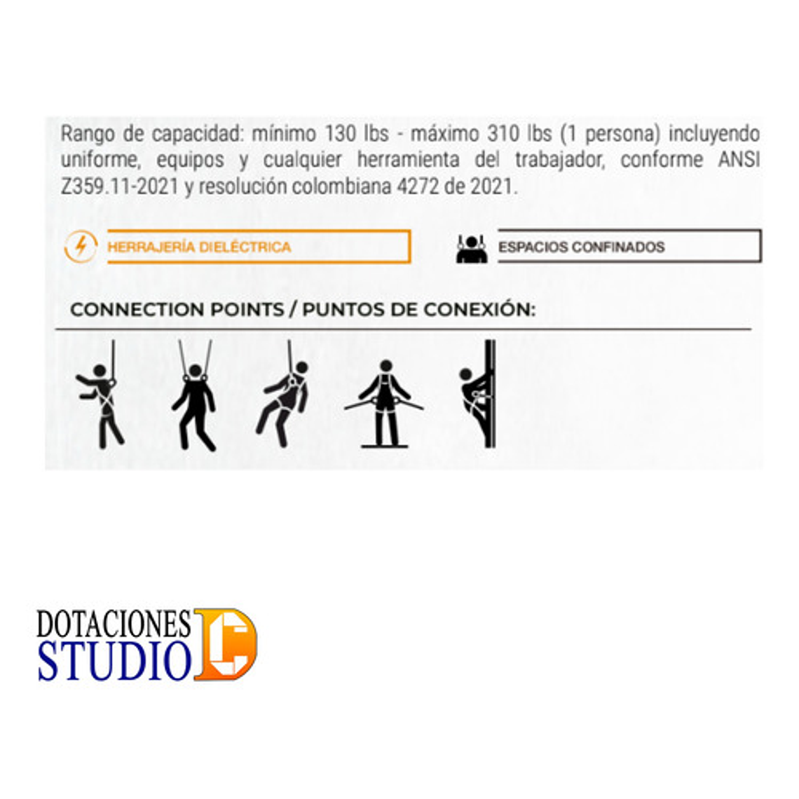 Arnés Dieléctrico 6 Argollas Insafe Para Alturas Y Rescate IN-8006-D 3