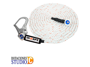Línea De Vida 16 Mm + Gancho Certificada Insafe IN-8080