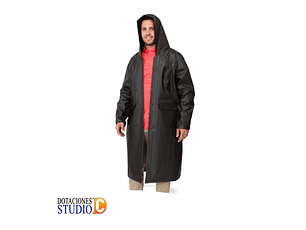 Abrigo Impermeable PVC con Capucha y Broches Plásticos
