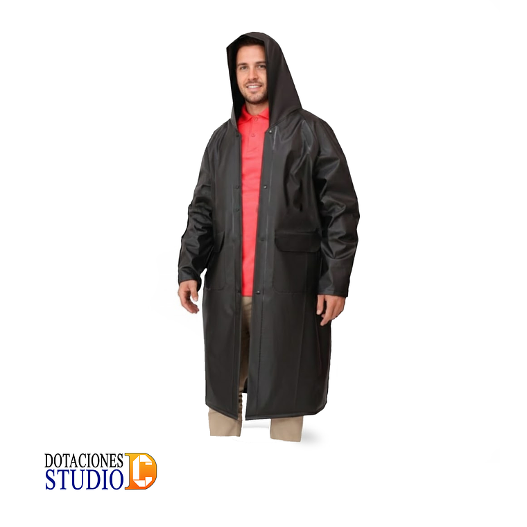 Abrigo Impermeable PVC con Capucha y Broches Plásticos 1