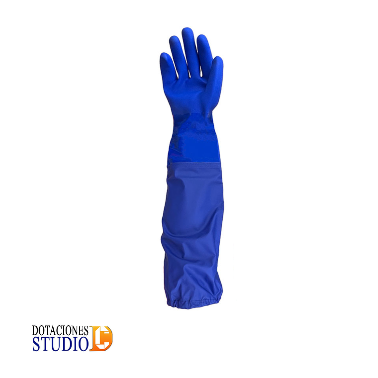 Guantes Semicorrugados Industriales Azul PVC Manga Zubiola 3