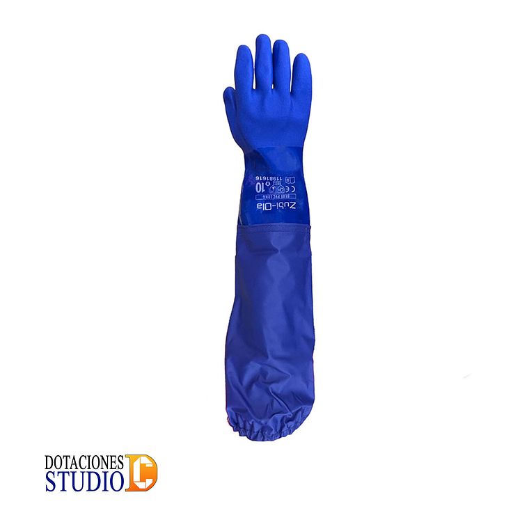 Guantes Semicorrugados Industriales Azul PVC Manga Zubiola 1