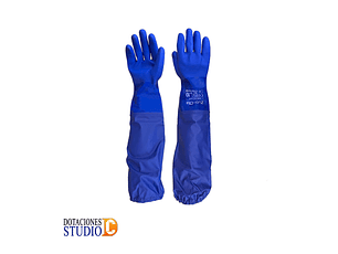 Guantes Semicorrugados Industriales Azul PVC Manga Zubiola