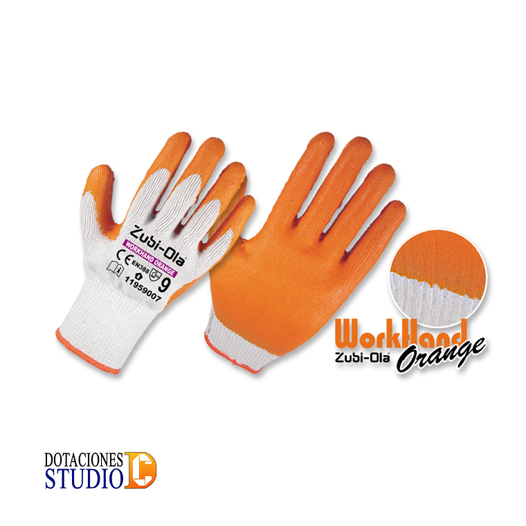 Guantes Polycotton Recubiertos en Látex Workhand Orange 3