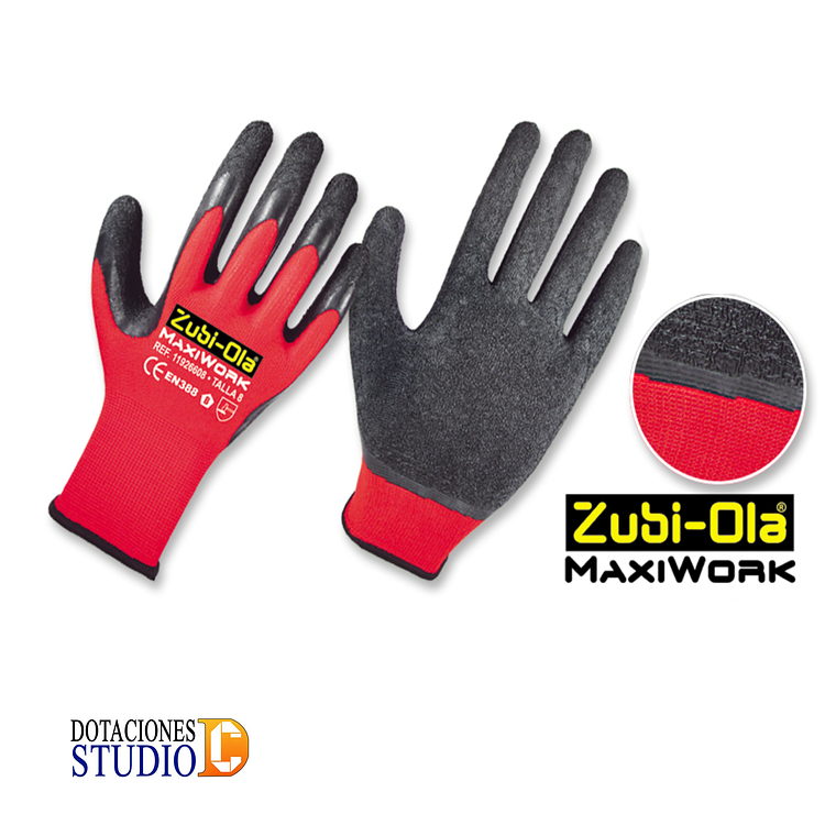 Guantes Poliéster Recubiertos en Látex Dip Normal Maxiwork Red 3