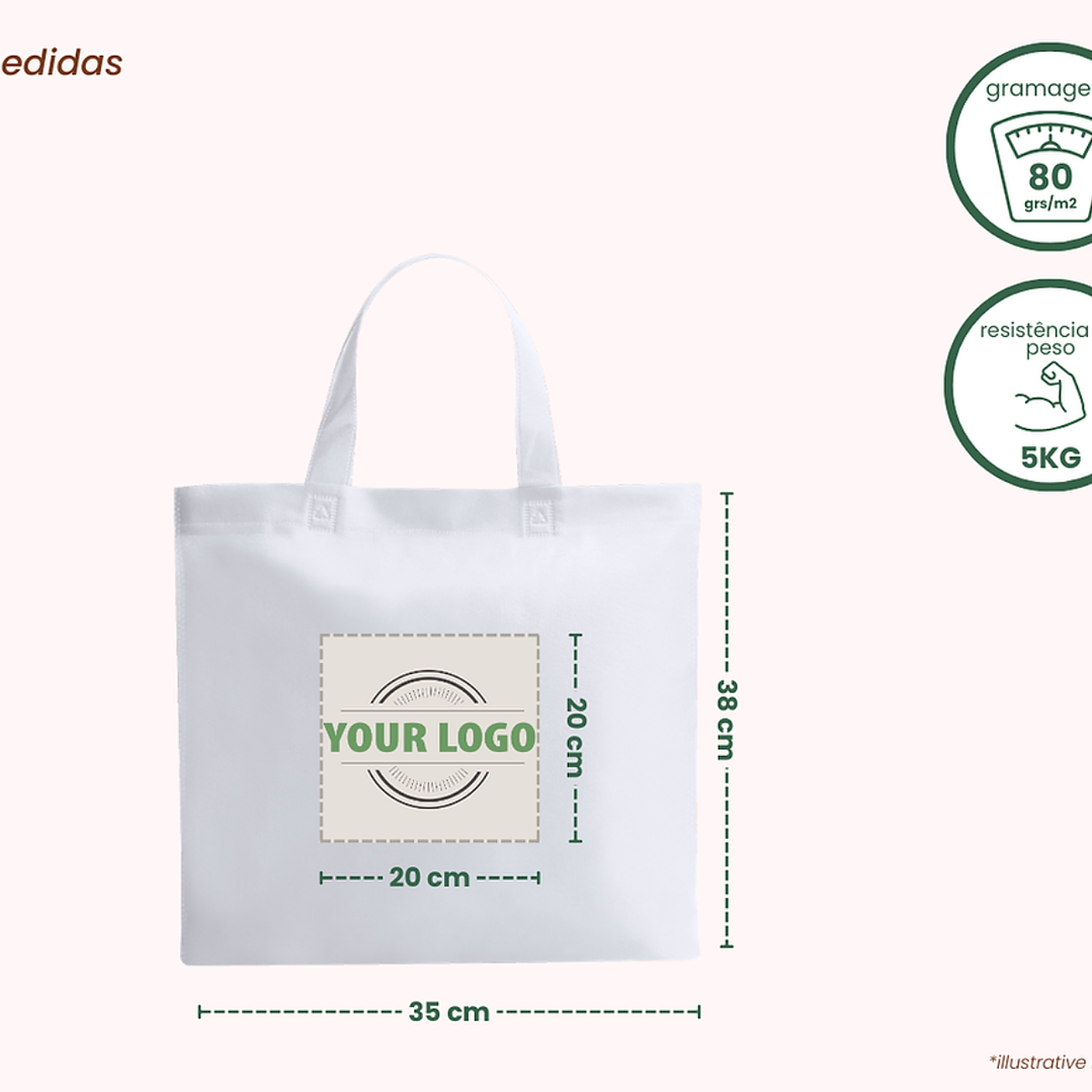 Saco TNT (Non-Woven) - 38x35 cm 80 g/m² 2