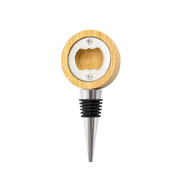Rolha Tampa Garrafas Abre-Cápsulas Bambu Natural Metal ALLIUM 1