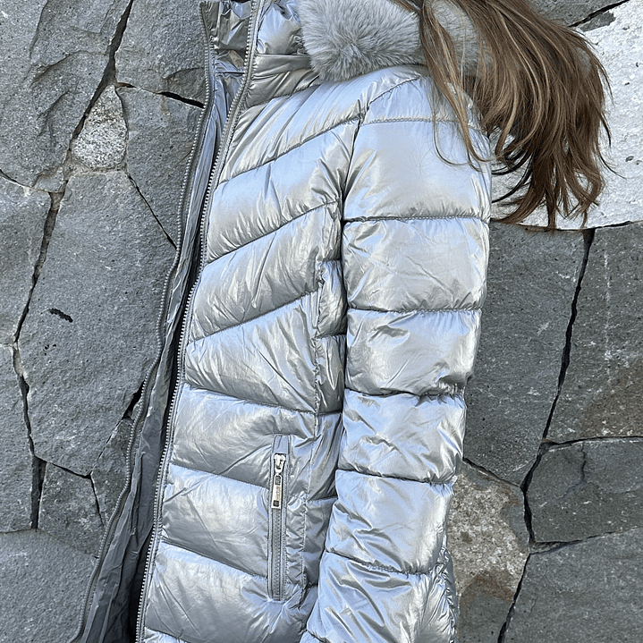 Parka Metalizada Gorro Piel Desmontable 3