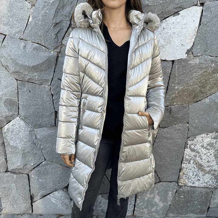 Parka Metalizada Gorro Piel Desmontable 8