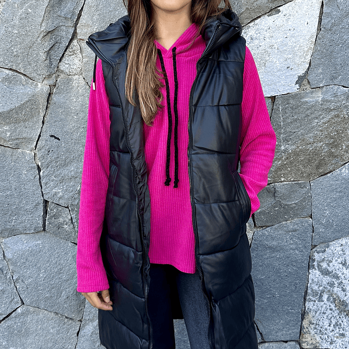 Parka Simil Cuero Sin Mangas 1