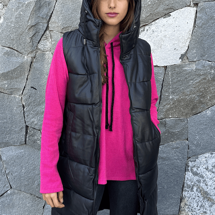 Parka Simil Cuero Sin Mangas 2