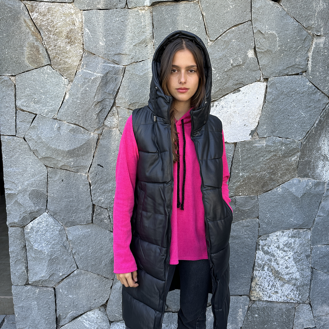 Parka Simil Cuero Sin Mangas 9