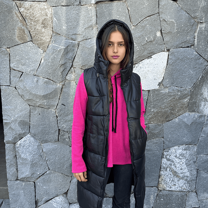 Parka Simil Cuero Sin Mangas 9