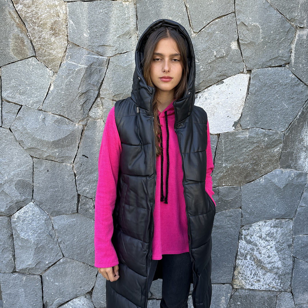 Parka Simil Cuero Sin Mangas 10