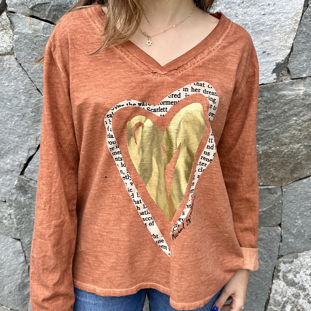 Polera Manga Larga Corazon Letras 1