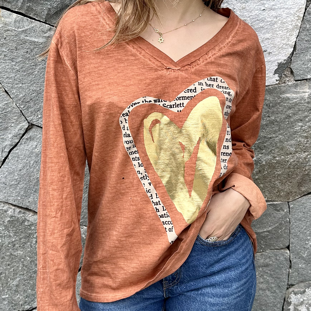 Polera Manga Larga Corazon Letras 5