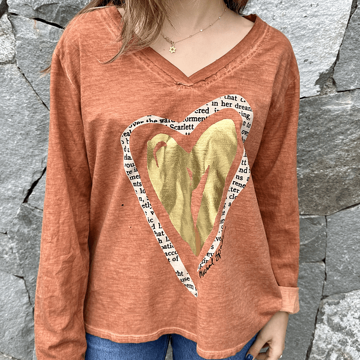 Polera Manga Larga Corazon Letras 6