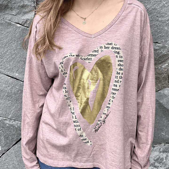 Polera Manga Larga Corazon Letras 8