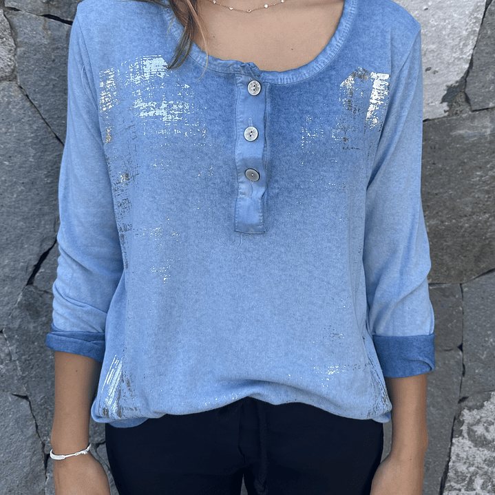 POLERA MANGA LARGA BOTONES Y FOLIA  5