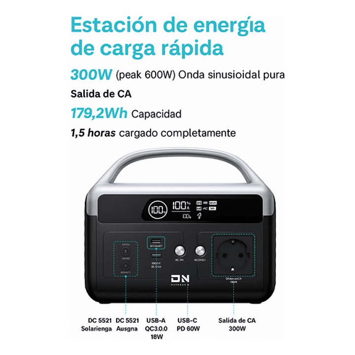 Estacion De Energia Portatil 300w  Daranener Neoz 3