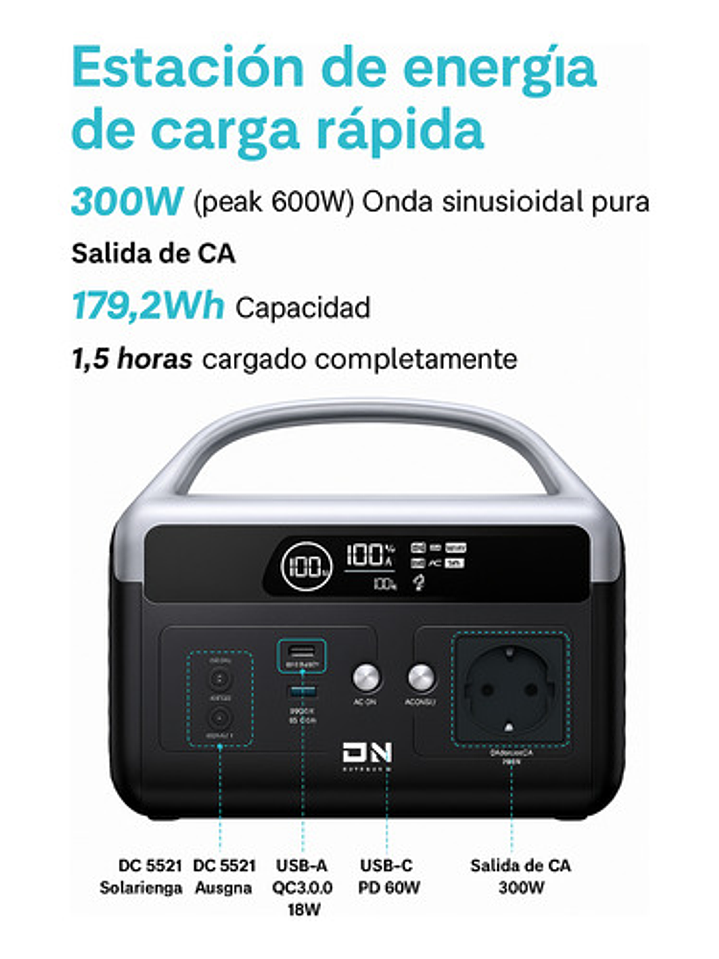Estacion De Energia Portatil 300w  Daranener Neoz 3