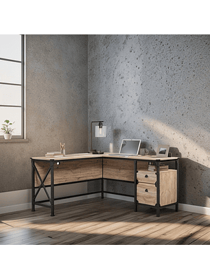 Escritorio Industrial Sauder L Esquinero  152cm 2 Cajones