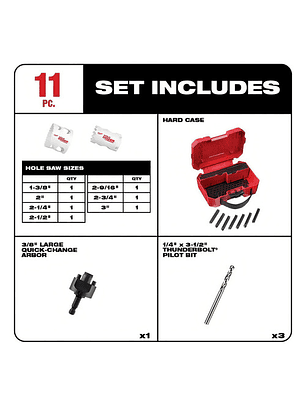 Milwaukee Hole Dozer Sierras Copa Para Metal Y Madera 11 Piezas