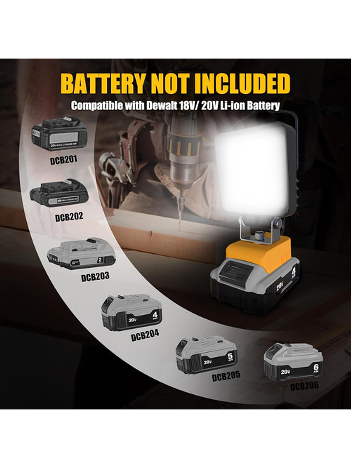 Luz De Trabajo Led Inalámbrica Lanka 20v No Incluye Batería 5