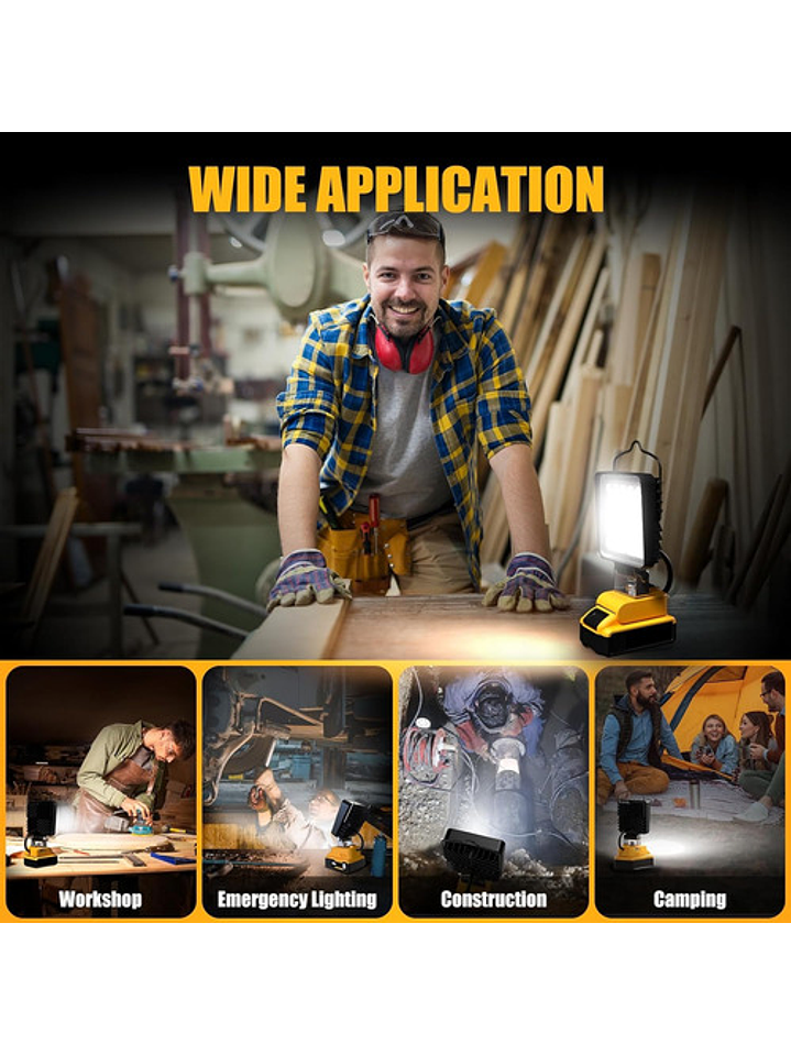 Luz De Trabajo Led Inalámbrica Lanka 20v No Incluye Batería 6