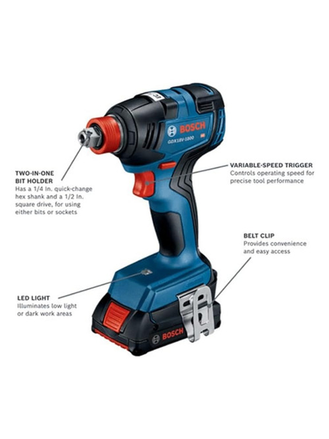 Pack Llave Impacto Bosch Gdx18v-1800 Reacondicionado C/batería 2ah Y Cargador 4