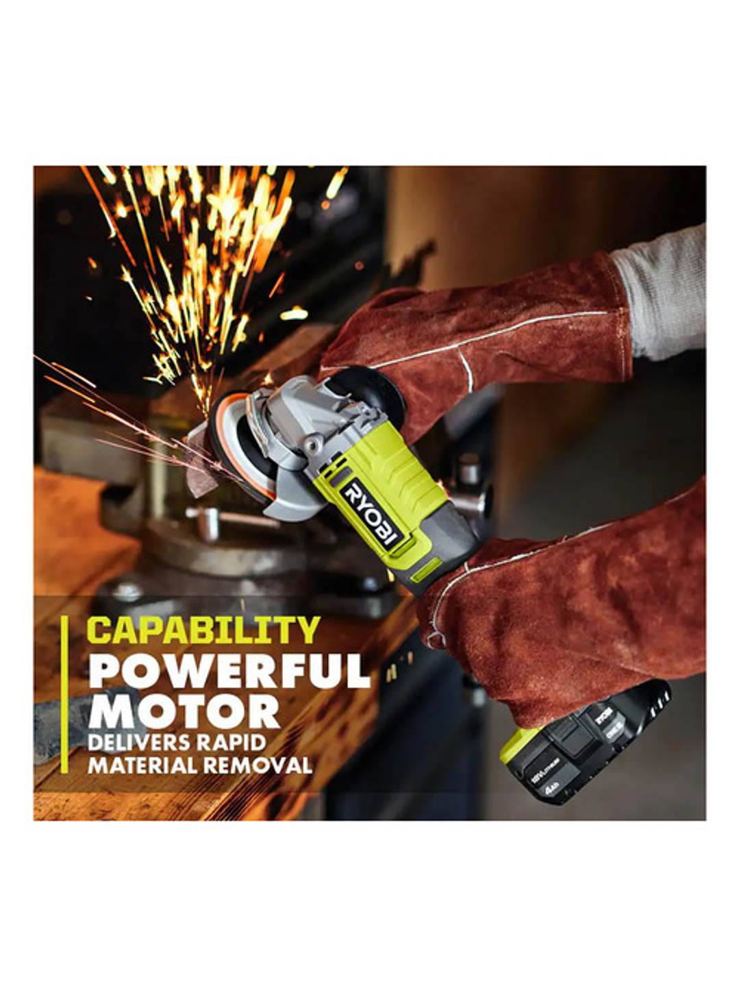 Esmeril Angular Ryobi 18v One+ Pcl445b Sin Bateria 9