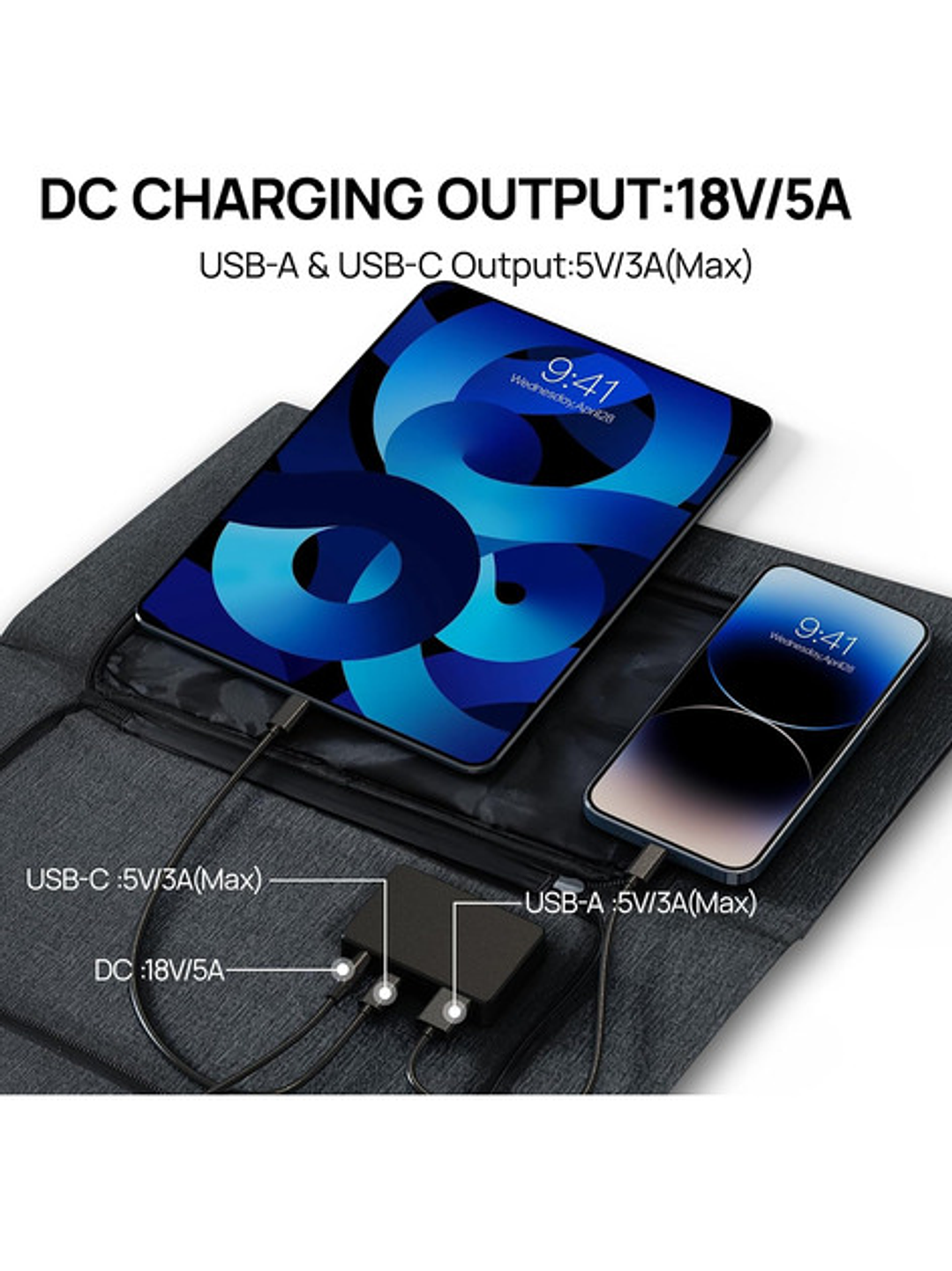 Panel Solar Portátil Daran Sp100 100w  18v Carga Usb Liviano 4