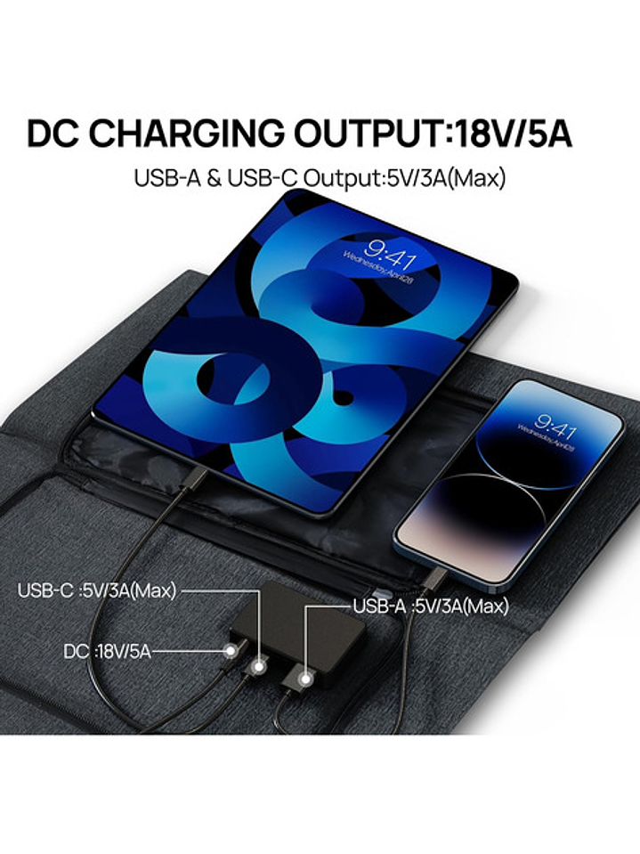 Panel Solar Portátil Daran Sp100 100w  18v Carga Usb Liviano 4