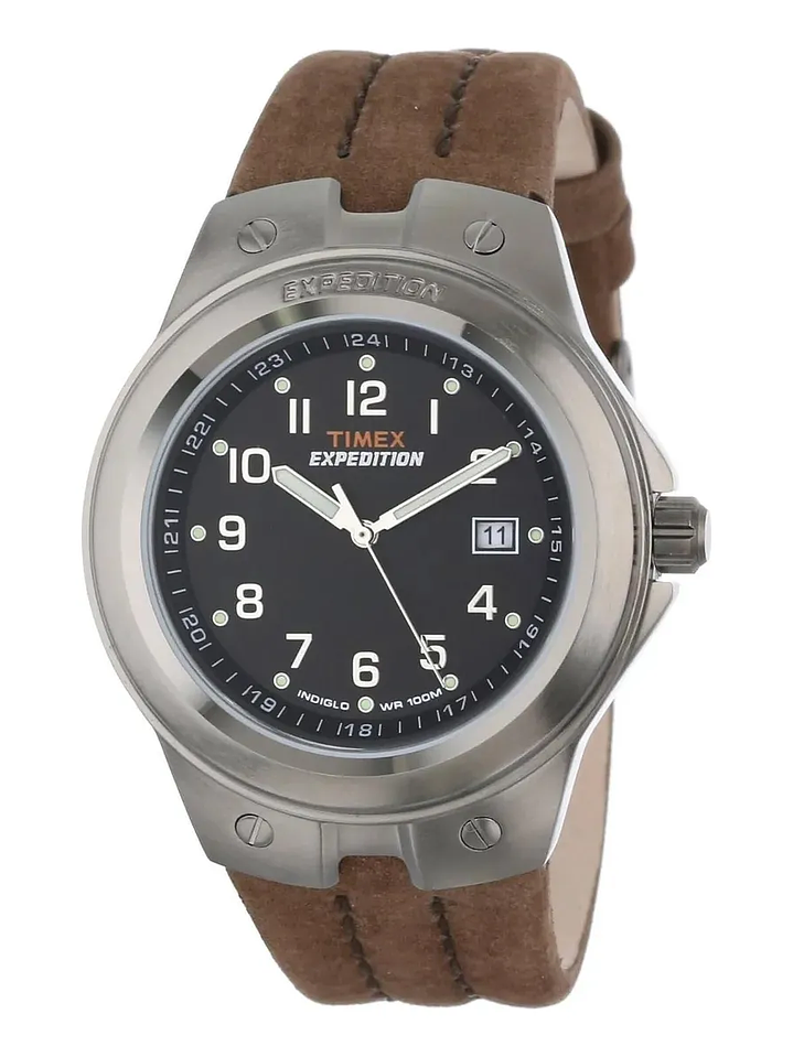 Reloj Hombre Timex T49631 Cuero 100mts Resistente Al Agua  1