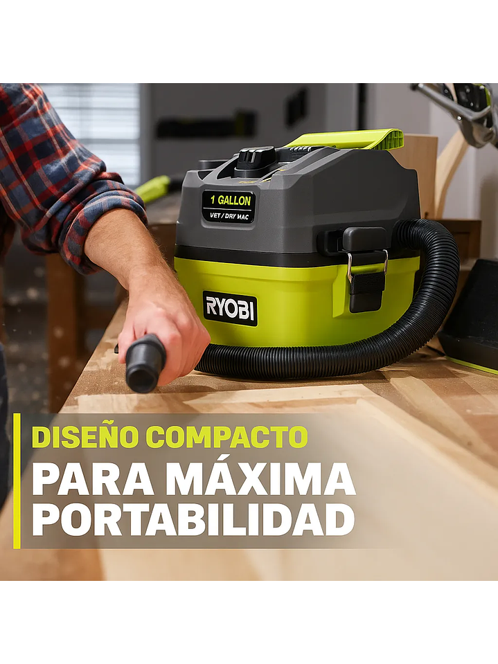 Aspiradora para trabajo en seco/humedo de 18v y 3,8 L Ryobi 2