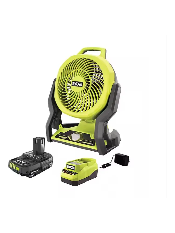 PACK VENTILADOR HÍBRIDO RYOBI 18V +BATERÍA+CARGADOR 1